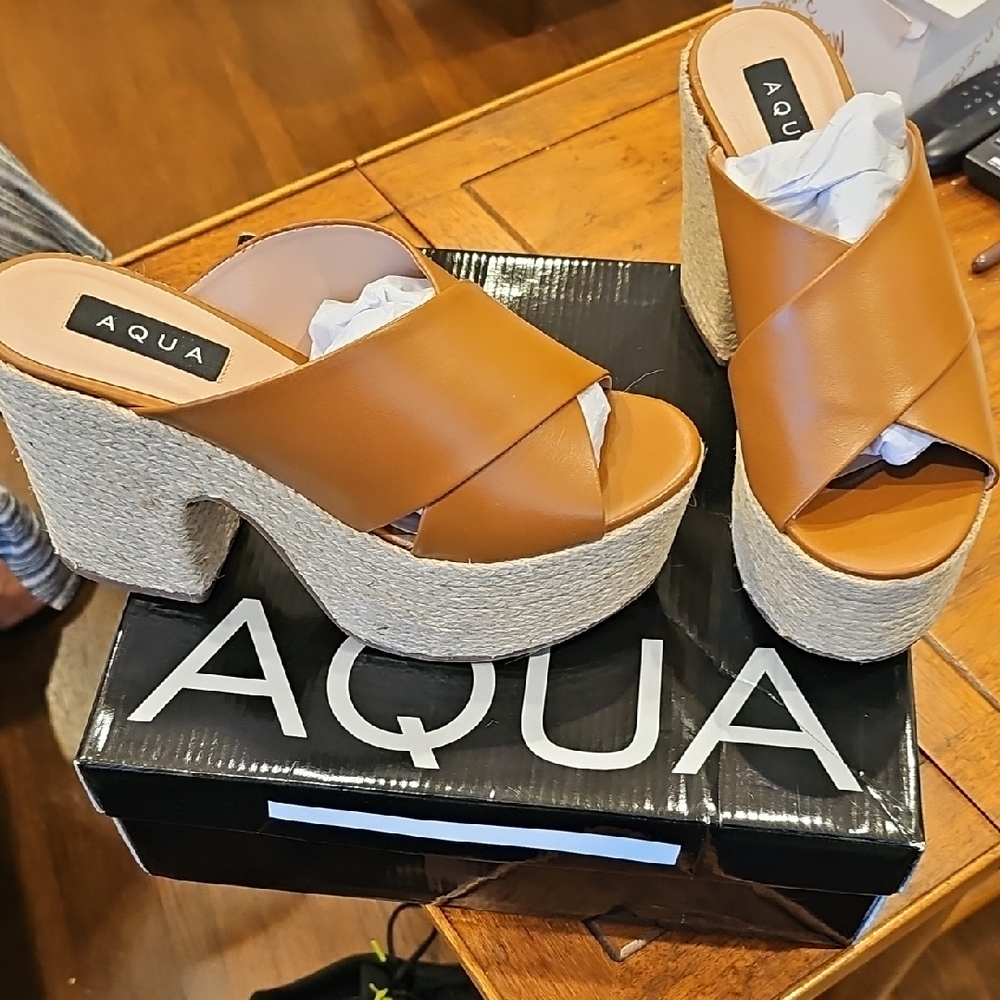Aqua Tan Platform Sandals